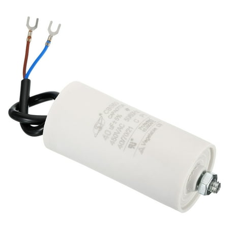 

Uxcell CBB60 40uF Run Capacitor AC450V 2 Wires 50/60Hz Cylinder with Screw 95x45mm