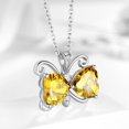 thumbnail image 3 of Juwaliy Yellow Butterfly Necklace Heart November Birthstone Necklace Citrine Silver Plated Pendant Jewelry Women Mother Wife Christmas Birthday Gift, 3 of 11