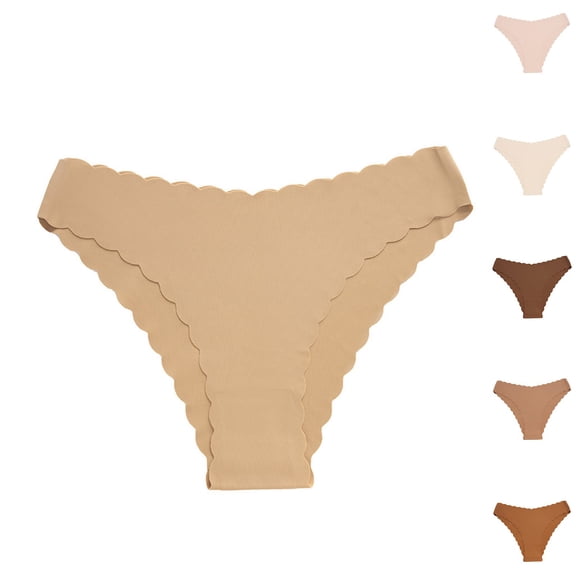 CAIXIA Tummy Control Underwear for Women No Show Panties Panties for Women Pack Cotton Elastic Mid Waist Everyday Briefs Seamless Bikini Panties