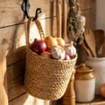 thumbnail image 5 of Naittoop Farmhouse Handmade Woven Hanging Seagrass Baskets, Boho Hanging Wall Wicker Basket, Hanging Flower Basket for Shelves, Walls, Doors, Balconies, Front of House, Garden 9.44in, 5 of 7