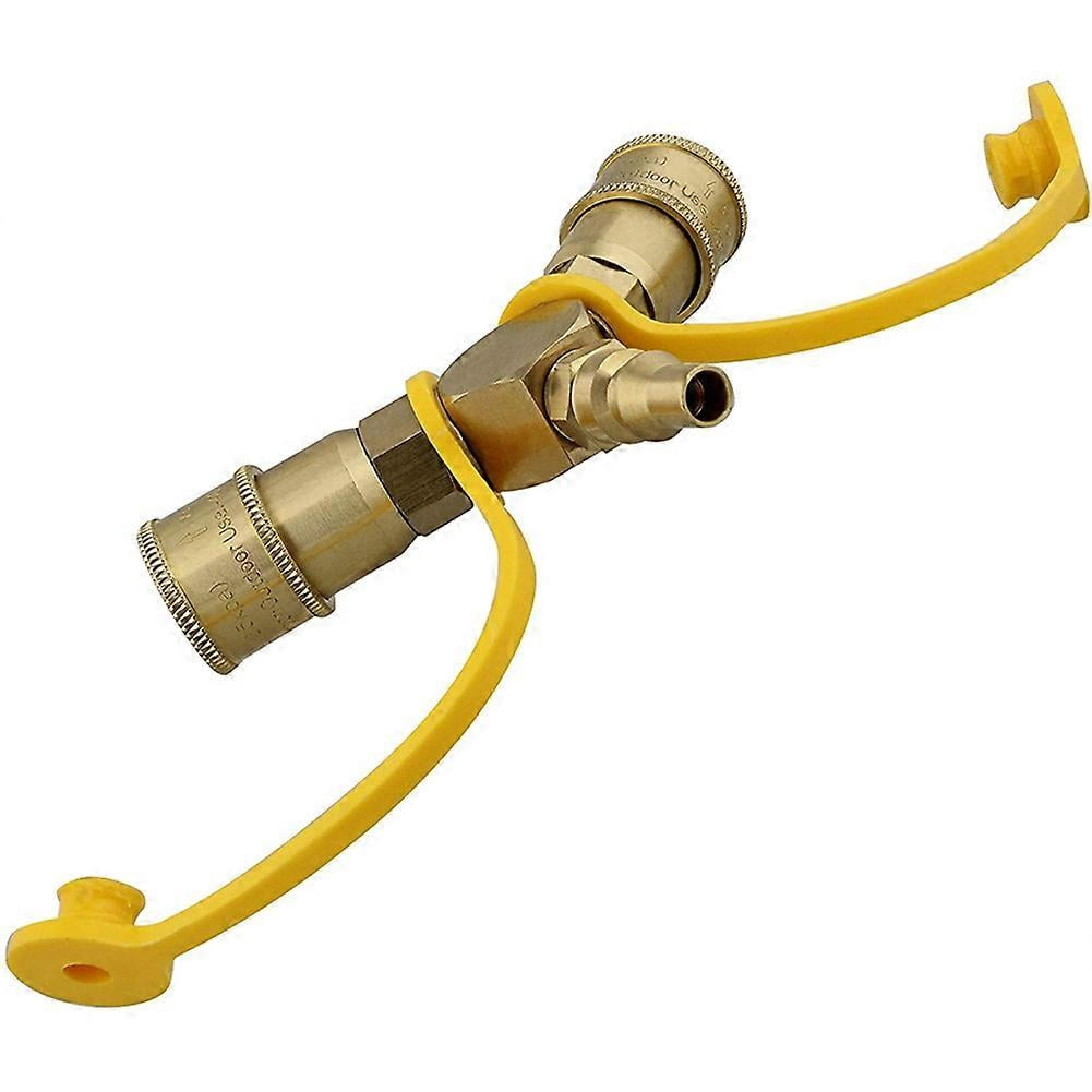 1/4in Propane Tank Adapters LP Gas Line Splitter 2 Way Hose Tee Y Propane Splitter - 2 Propane Quic