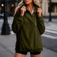 thumbnail image 3 of Mock Neck Sweatshirt for Women Solid Color Button Long Sleeve Loose Relaxed Fit Casual Lightweight Ribbed Cuffs Cozy Classic Everyday Fall Winter Pullover, 3 of 9