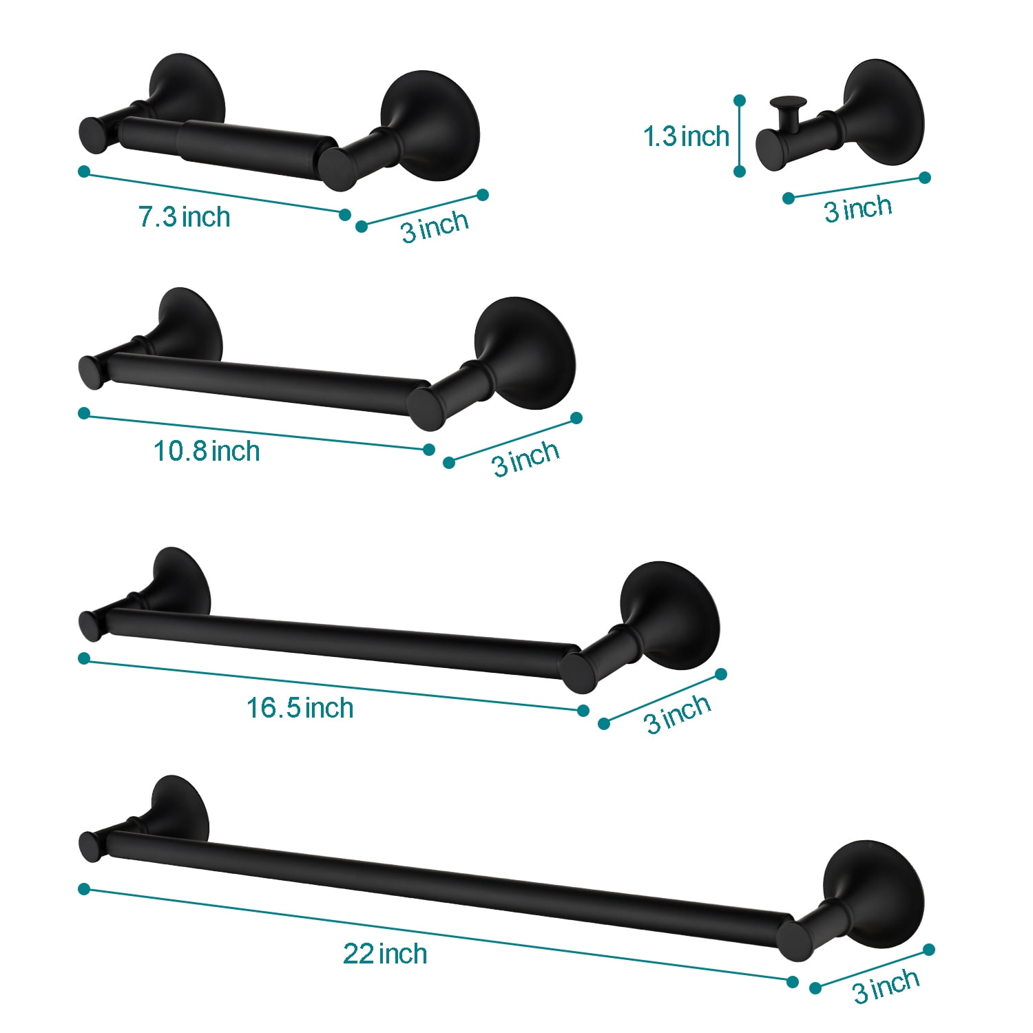 6 Piece Brass Bathroom Towel Rack Set Wall Mount