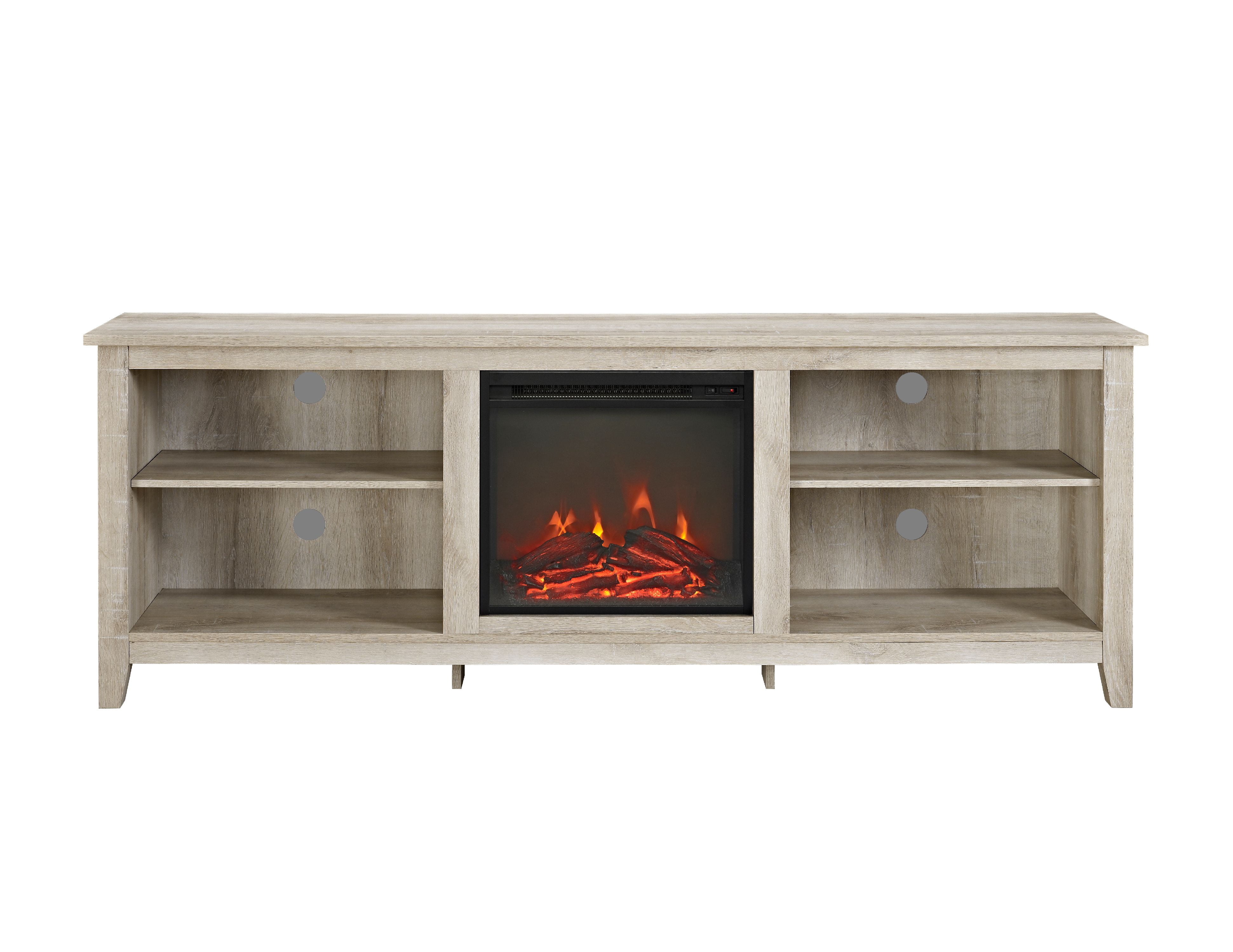 Woven Paths Open Storage Fireplace TV Stand for TVs up to 80", White Oak