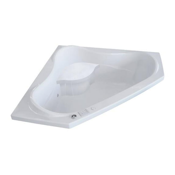 Valley Acrylic Bath VITAWS6060WHT 60 x 60 in. Acrylic Corner Drop in Bath Tub with Large Contoured Interior & Integral Molded Seat, White