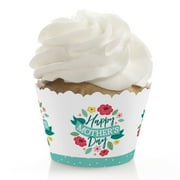 Big Dot of Happiness Colorful Floral Happy Mother's Day - We Love Mom Party Decorations - Party Cupcake Wrappers - Set of 12