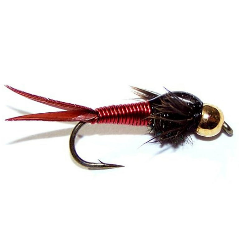 The Fly Fishing Place Bead Head Red Copper John Nymph Fly Fishing Flies -  Set of 6 Flies Hook Size 16 