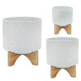 thumbnail image 2 of Sagebrook Home 15782-01 11" DIAMOND PLANTER W/ STAND, WHITE, 2 of 2