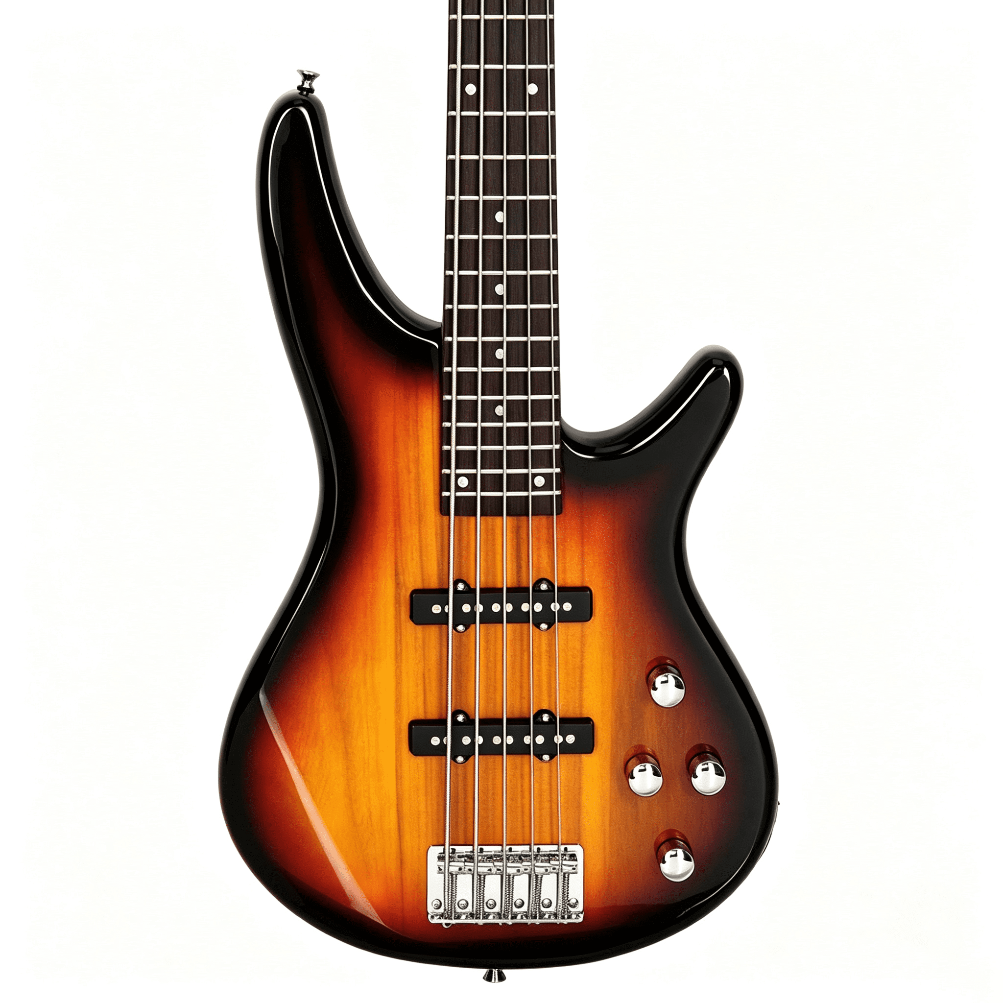 GIB Electric 5 String Bass Guitar Full Size Bag Strap Pick Connector Wrench Tool Sunset Color