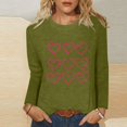 thumbnail image 2 of GA WEIHUA Clear! 2024 Fall Outfits Fashion Clothes Women Crew Neck Long Sleeve Tops Cute Heart Graphic Tee Loose Fit Top Pullover Tunic Plain Tees Slim Blouses,Army Green,M, 2 of 4
