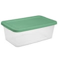 thumbnail image 2 of Sterilite, 6 Quart Clear Storage Bin, Snap-on Lid Storage Container, with Green Lid, Set of 10, 2 of 6