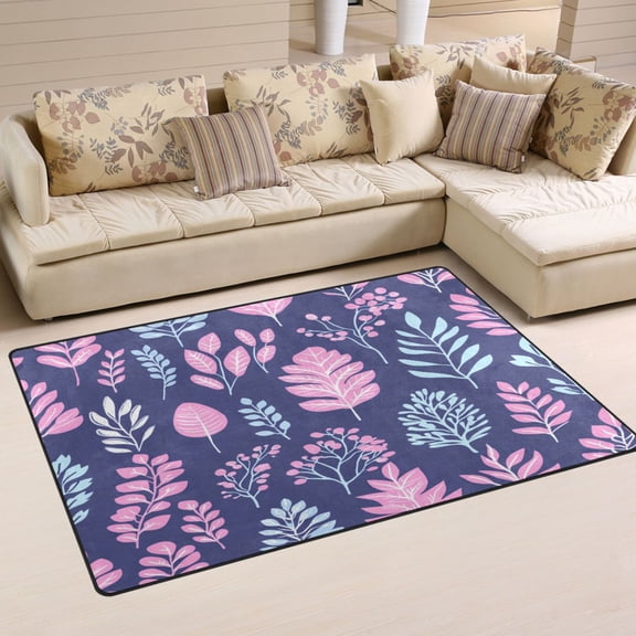 Psychedelic Leaves Pattern Soft Polyester Area Rug 31''x20'', Non Slip, Memory Foam, Water Absorbent