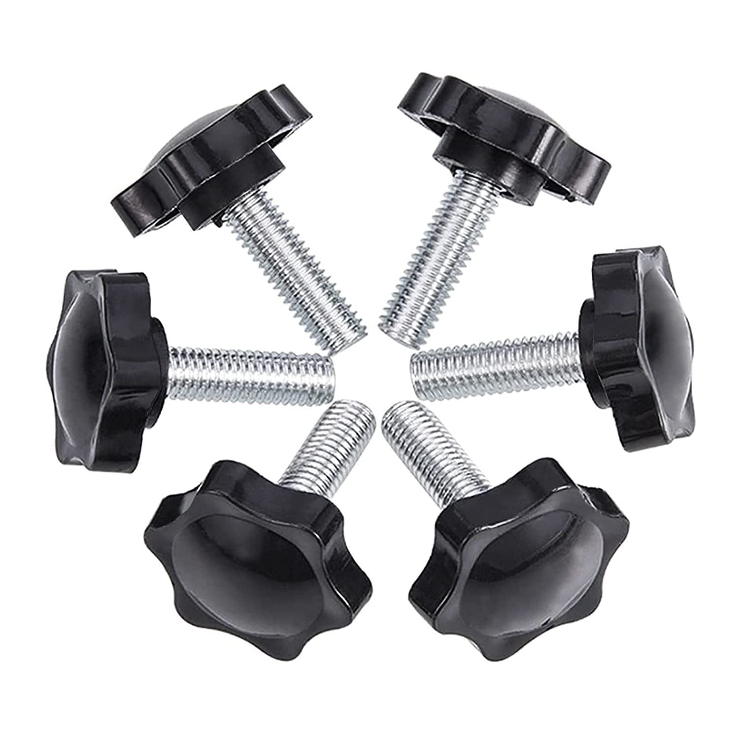 6Pack M8*50*44 Thumb Screws Thumb Screws, Knurled Plastic Star Knob