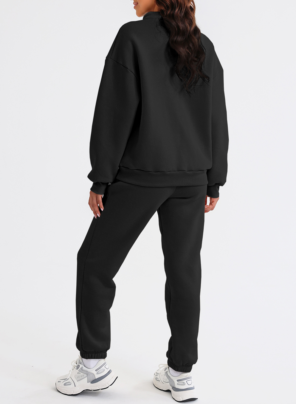 Shewin Women's Fleece Lined 1/4 Zip Sweatsuit Set photo 5