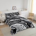 thumbnail image 3 of Marble Bedding Set For Adults Men,Black White Abstract Fluid Marble Grain Comforter Set Gradient Marbling Down Comforter Ink Marble Texture Bed Set, 3 of 7