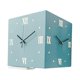 thumbnail image 3 of Reloj de pared de esquina de doble cara con números romanos Reloj de pared silencioso creativo para azul, 3 of 9