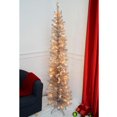 thumbnail image 2 of 6FT prelit rose gold tinsel slim tree, 100 clear mini incandescent lights, 250 tips, 2 of 2