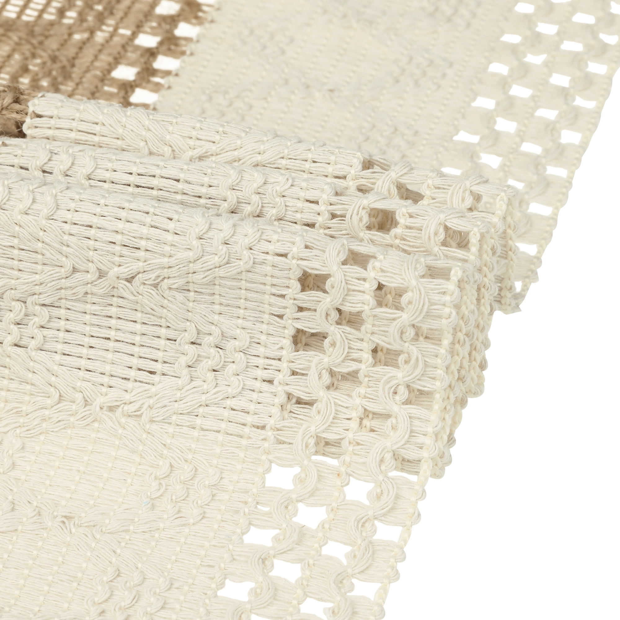 Unique Bargains 1 Pack Tassel Table Runner Cotton Linen Simple Table Flags Brown 12"x71"