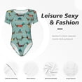 thumbnail image 6 of Daiia Dachshund Dog Puppy print Women's Crew Neck Short Sleeve Bodysuit Fashion Tops Fit Casual Basic Extender Bodysuit-XX-Large, 6 of 9