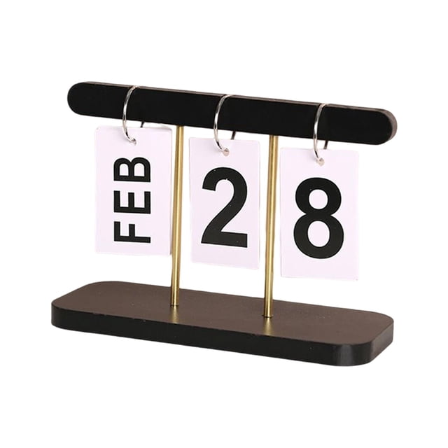 Rongfmy Desk Calendar Reusable Standing Table Perpetual Calendar for Farmhouse Home Black
