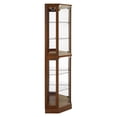 thumbnail image 5 of Royard Oaktree Lighted Corner Display Cabinet with Glass Doors, Vintage Curio Cabinet w/Curved Design, 5 of 9