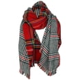 thumbnail image 1 of Cejon Scholaraly Double-Plaid Reversible Blanket Scarf, Red, 1 of 3