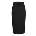 thumbnail image 5 of Skirt for Women Clearance under $5.00 Solid Color Elastic Waist Tie Midi Skirt Casual Skirt Black M, 5 of 6