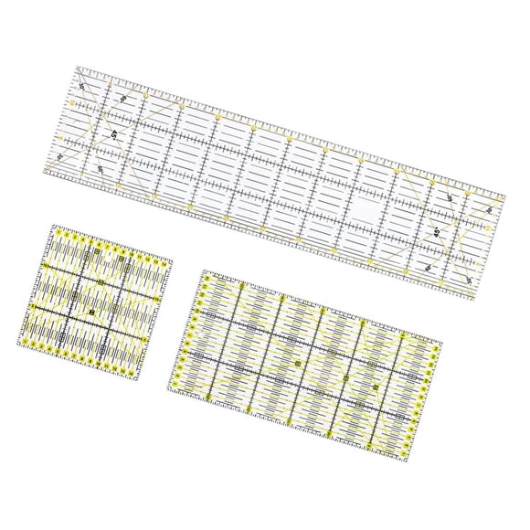 3-Pack Quilting Ruler, Square Quilting Rulers Fabric Cutting Ruler Acrylic Rulers with Non Rings for Quilting And Sewing