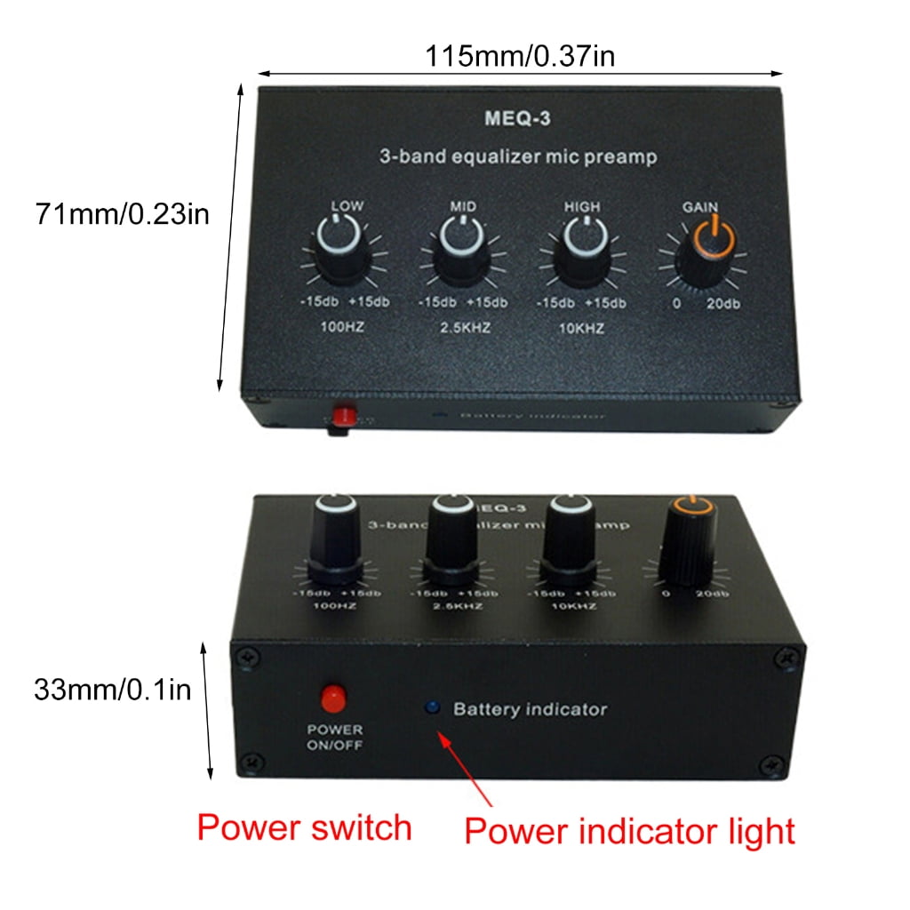 Portable Microphone Preamp High Medium Low Equalization for Condenser Mic