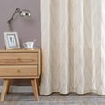 thumbnail image 4 of Curtainking Linen Curtains for Living Room 84 inch Farmhouse Diamond Embroidered Flax Window Drapes Light Filtering Grommet Curtains 2 Panels Beige, 4 of 7