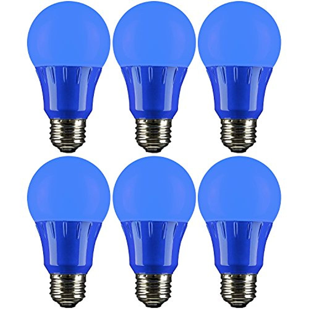 Sunlite A19/3W/B/LED/6PK LED Colored A19 3W Light Bulbs with Medium