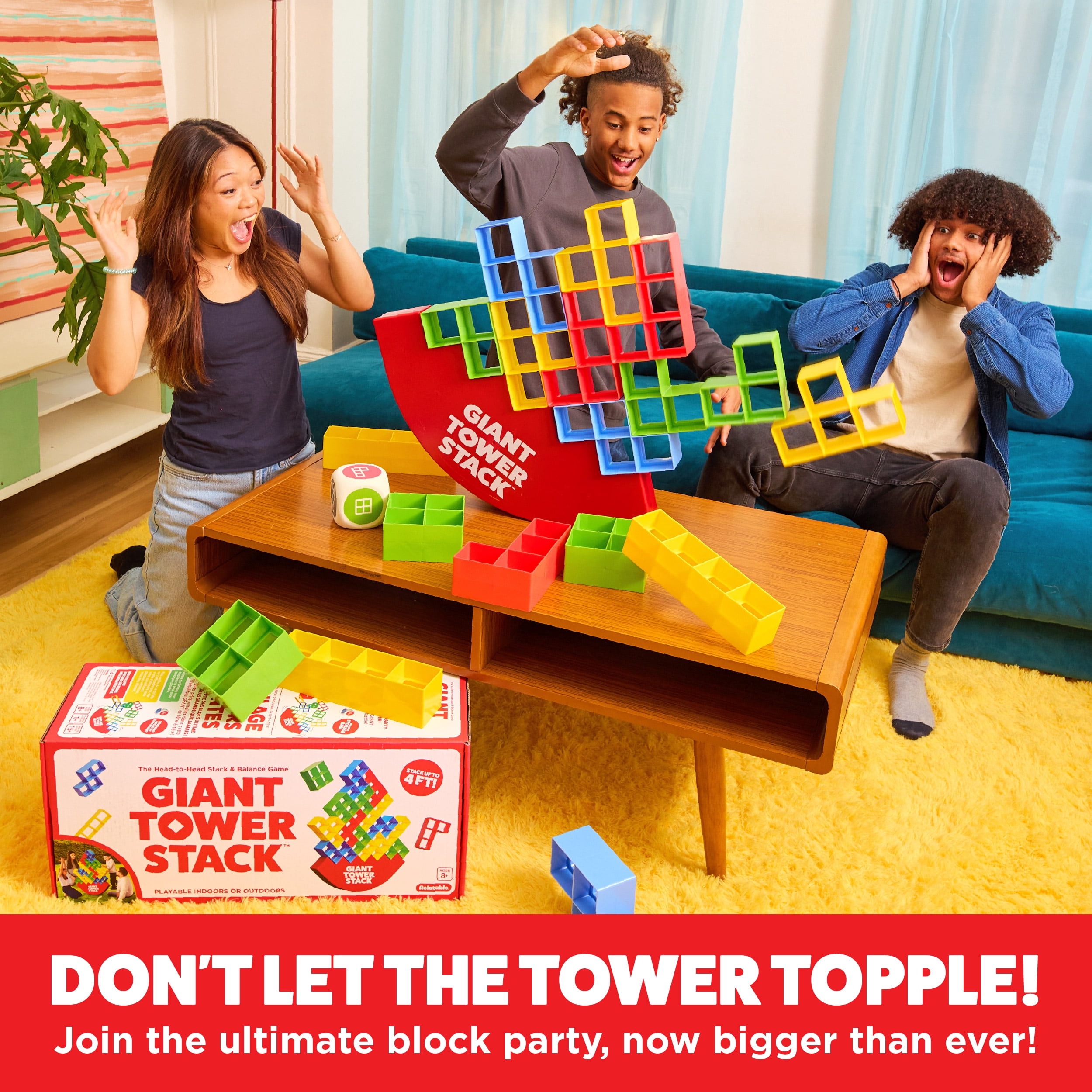 Giant Tower Stack by Relatable, Outdoor Balance Game with Carrying Case for Families