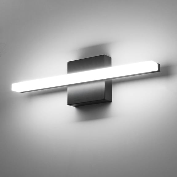 Combuh Bathroom Light Fixtures Modern Gentle LED Vanity Lighting Over Mirror Lighting, 16 Inch 9W Black Small Bath Wall Sconces for Restroom Indoor Cool White 6000K