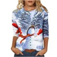 thumbnail image 2 of Pntutb - Camiseta holgada con estampado de moda para mujer, blusa de manga 3/4 de longitud media, cuello redondo, tops casuales Pntutb Pntutb-5969, 2 of 4