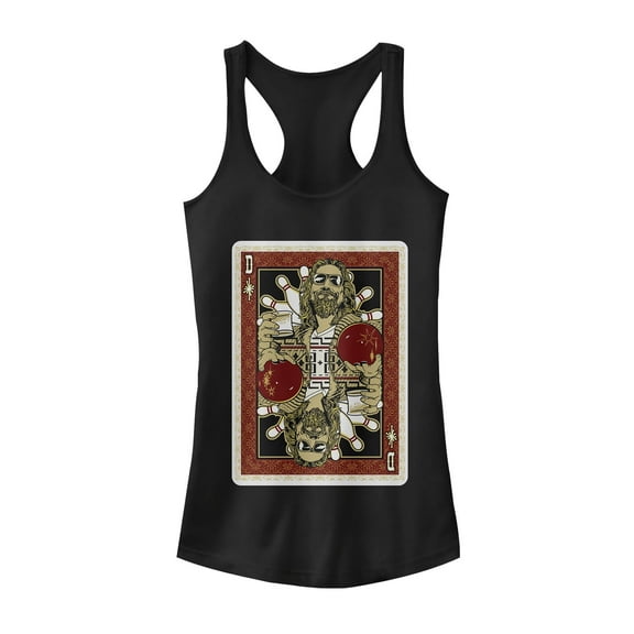 Junior's The Big Lebowski Dude Playing Card Racerback Tank Top Black Large