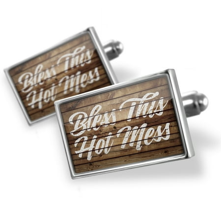 Cufflinks Painted Wood Bless This Hot Mess - NEONBLOND