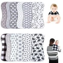 12-Pack 2-in-1 Baby Bibs & Burp Cloths Set, 3-Layer Design, Large Size, Super Absorbent, 100% Organic Cotton, Soft & Comfortable