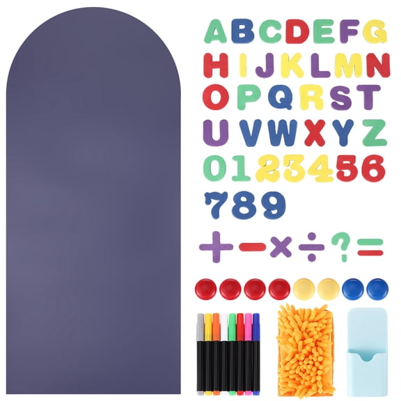 Arch Metal-Adhering Wall Decal,39.4 x 17.7 in Self-Gripping Chalkboard for Wall, Peel and Stick Blackboard with Markers & Self-Adhering Pieces,Suitable for Playroom,Home Office,Classroom, Blue