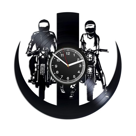 Kovides Motocross Wall Clock Vintage Record Clock Sport People Birthday Gift Idea Motorcycle Wall Art Motorbike Wall Clock Sport BMX Wall Decals Unique Decor for Room Hobby Sport Art Enduro