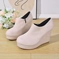 thumbnail image 5 of OKBOP Women's Wedge Boots Side Zip Round Toe Stability Foam Cushioning Beige Stylish Women's Boots Sizes 36, 5 of 5