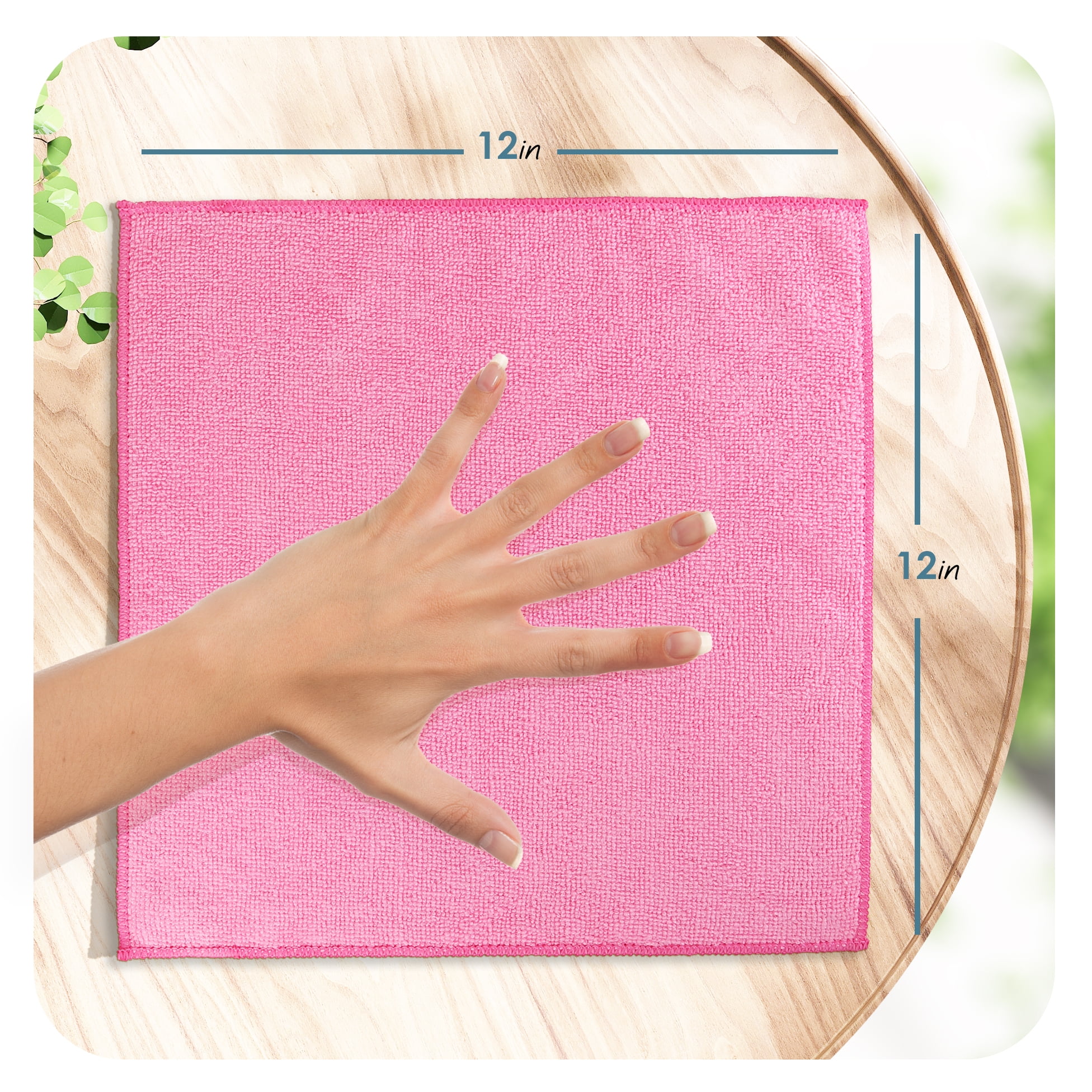 LammaLoe Microfiber Cleaning Cloths, Super Absorbent Cleaning Rags & Car Towels Lint Free, 12x12 Multi-Purpose, 48 Pack, Pink