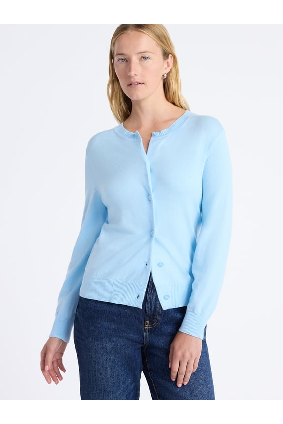 Women's and Women's Plus Solid, Stripe, & Print Classic Cozy Yarn Cardigan Sweater, Lightweight, Sizes XS-4X