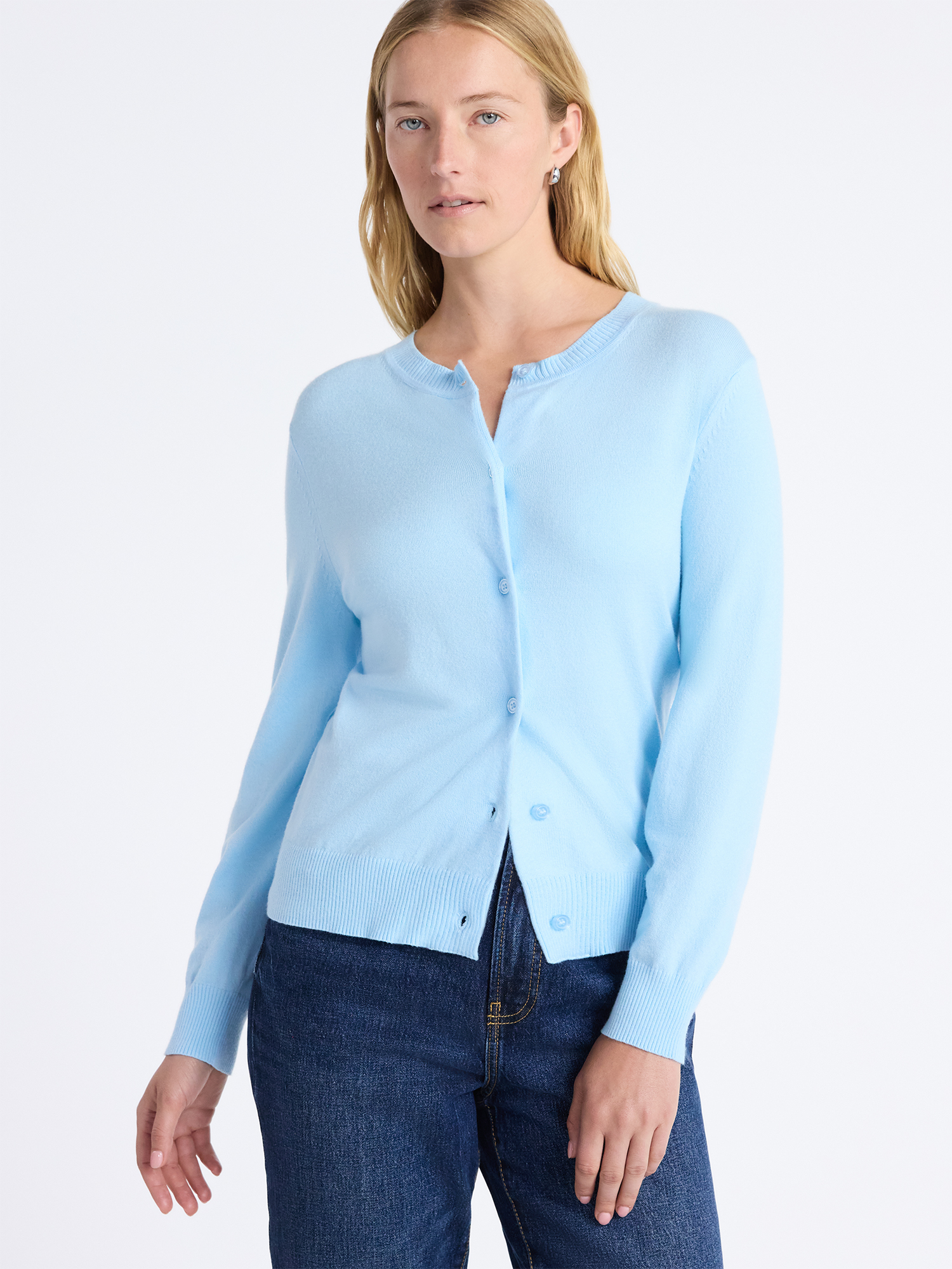 Free Assembly Women's and Women's Plus Solid, Stripe, & Print Classic Cozy Yarn Cardigan Sweater, Lightweight, Sizes XS-4X