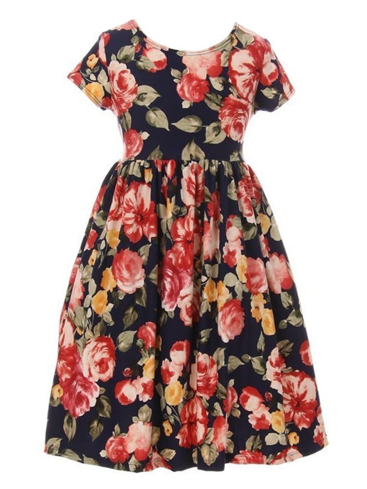 KiKi Kids USA Kiki Kids Girls Navy Floral Print Comfortable Short