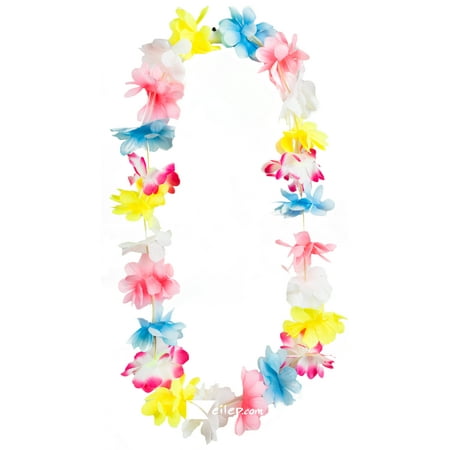 Flashing Blinking Light Up Hawaiian Flower Luau Party Fabric Lei, 36"