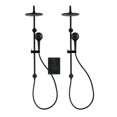 thumbnail image 1 of Square 3-functions thermostatic valve, 2 adjustable shower post systems, Matte black finish, 1 of 8