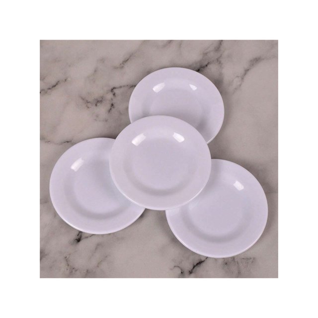 4pcs/pack Dollhouse Miniature White Plate Model For Diy Dining Playset Decor, Kitchen Toy