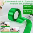 thumbnail image 2 of Rollos Satinado Decoracion Colores Listón, Cinta de satén de Color Sólido Tejido De Poliéster Lazos Decorativos DIY Para Bodas Cumpleaños Ramos Tocados Envolver Regalos (Verde), 2 of 4