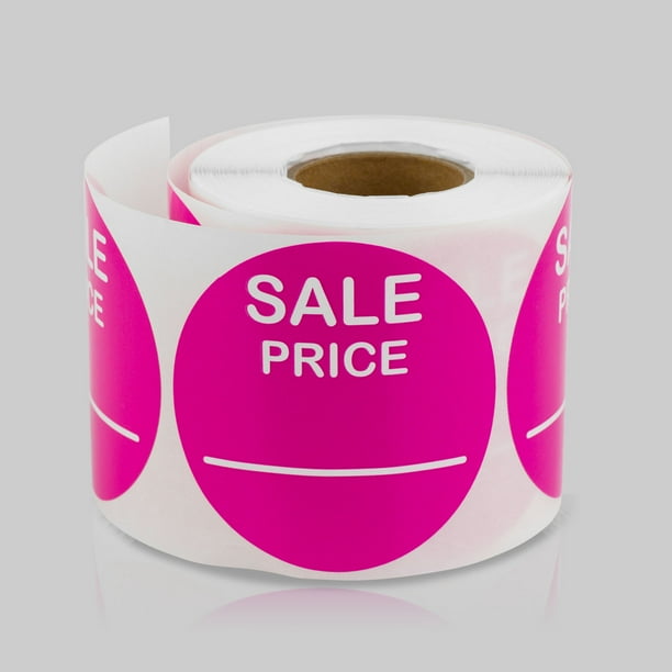 Round Sale Price Stickers (2 inch, 300 Labels per Roll, 10 Rolls, Pink) for Use Retail, Yard