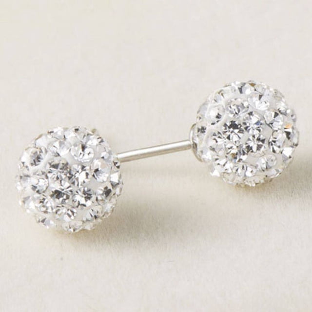 1 Pair Korean Style Women silver simple Silver Earring Girl Wedding Prom Geometric Ear Rings Vintage Rhinestone Ear Studs